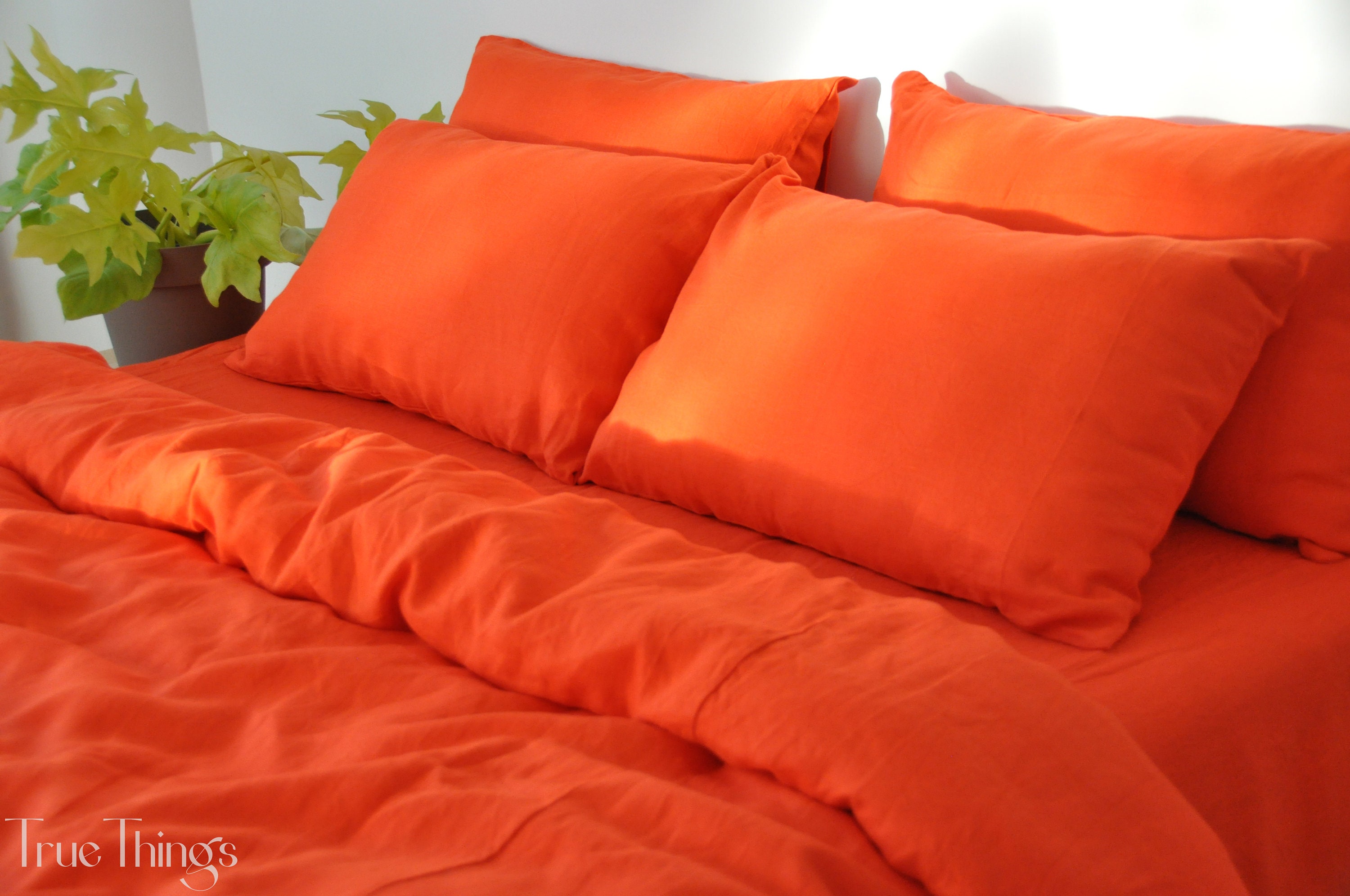 Bright Orange Linen Pillowcase / Linen Pillow Cover / King Etsy