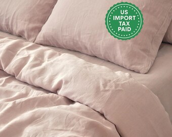 Funda de almohada de lino rosa empolvado Funda de almohada rosa King Queen Estándar Euro Decorativa Australiana, Tamaño personalizado Cierre de sobre