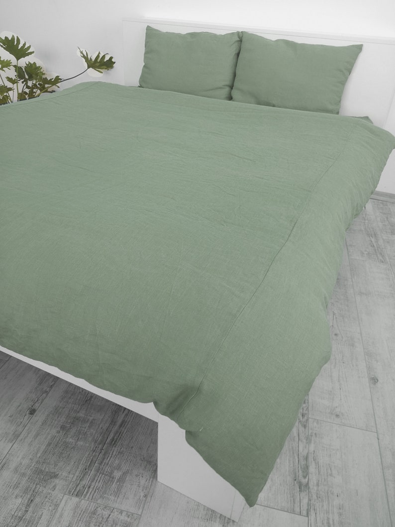 Gray green linen duvet cover / 1 duvet cover / Softened linen Etsy