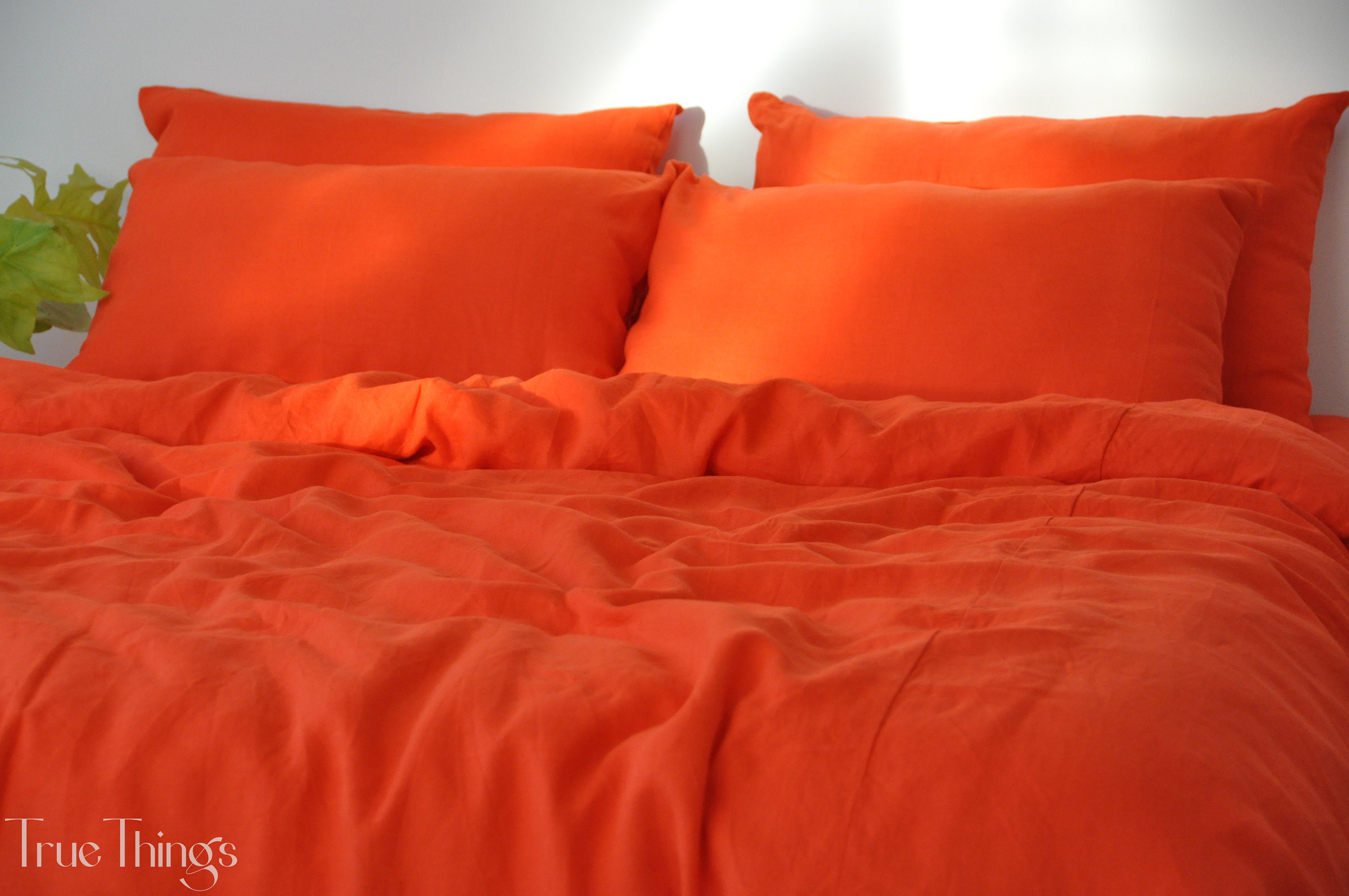 Burnt Orange & Cream Reversible King Duvet Cover Set – 3pc Brushed Microfiber, Zipper & Corner Ties