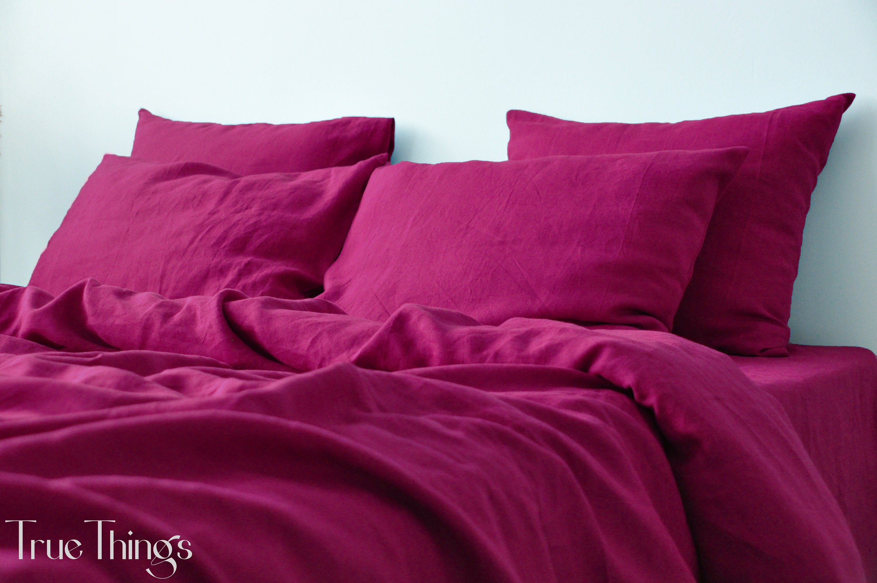 Fuchsia Linen Bedding Set / 1 Duvet 