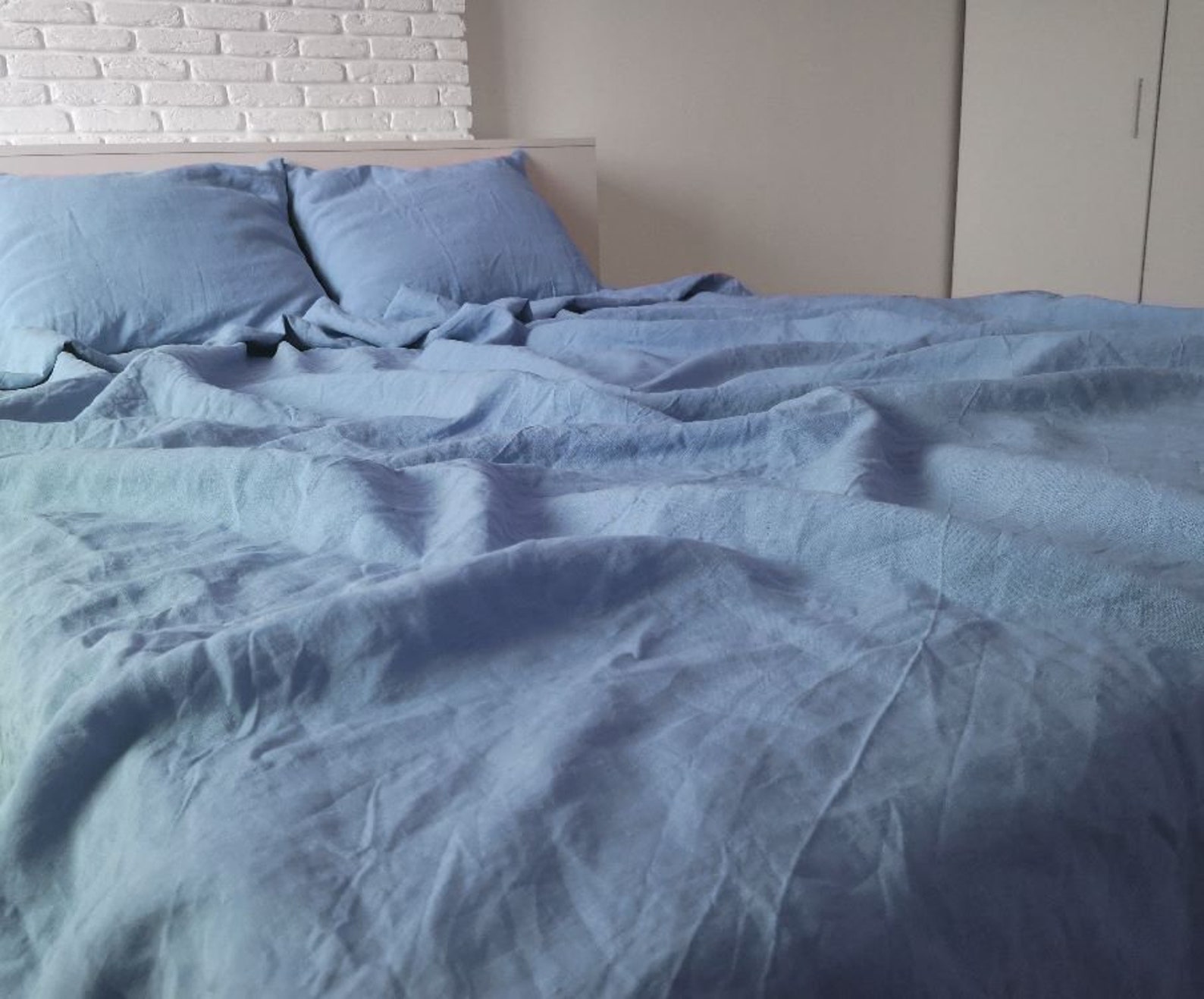 Cornflower Blue Linen Pillowcase / Blue Pillow Cover / King Etsy