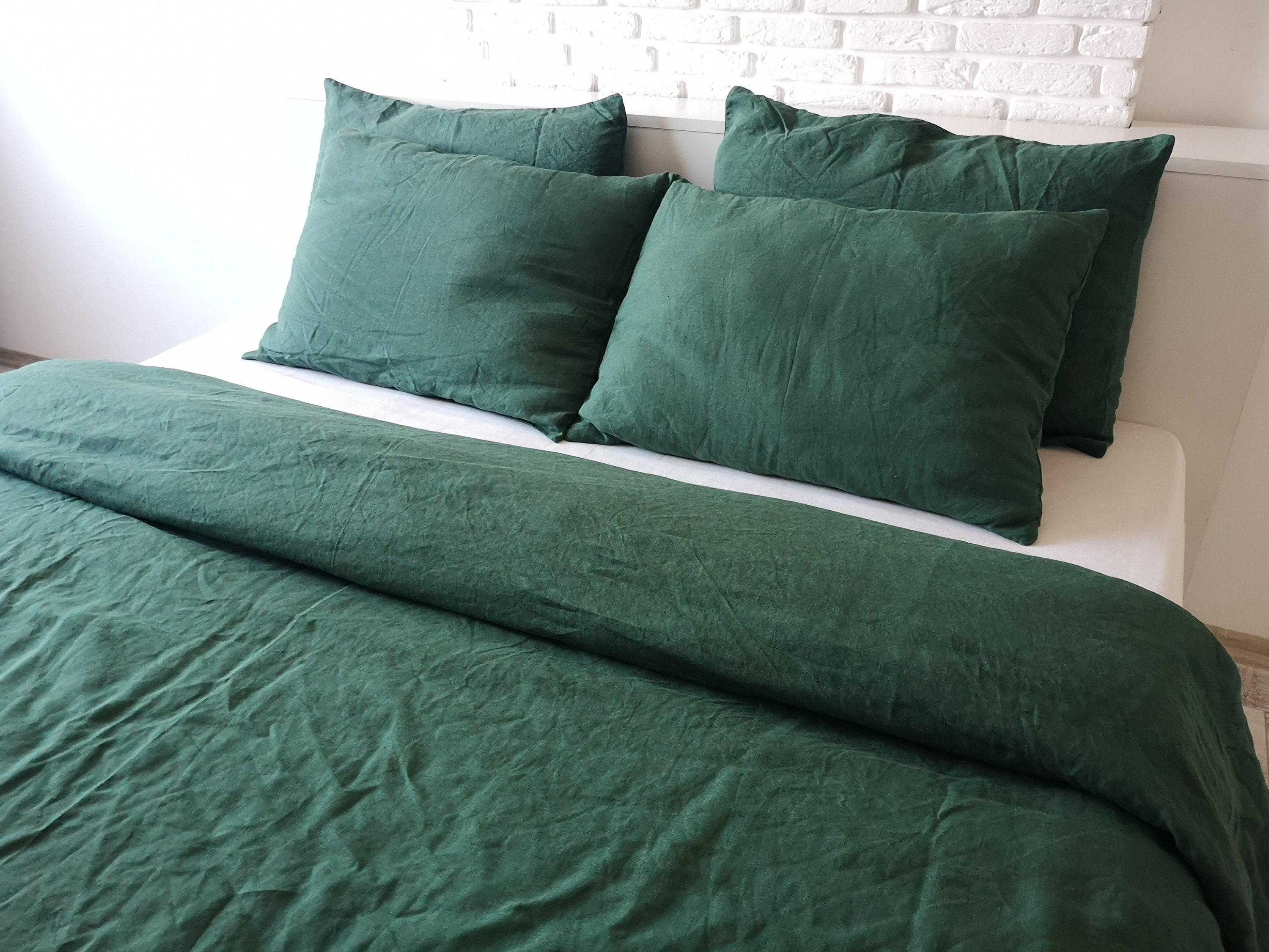Forest Green Linen Pillow Cover Emerald Green Linen Etsy Canada
