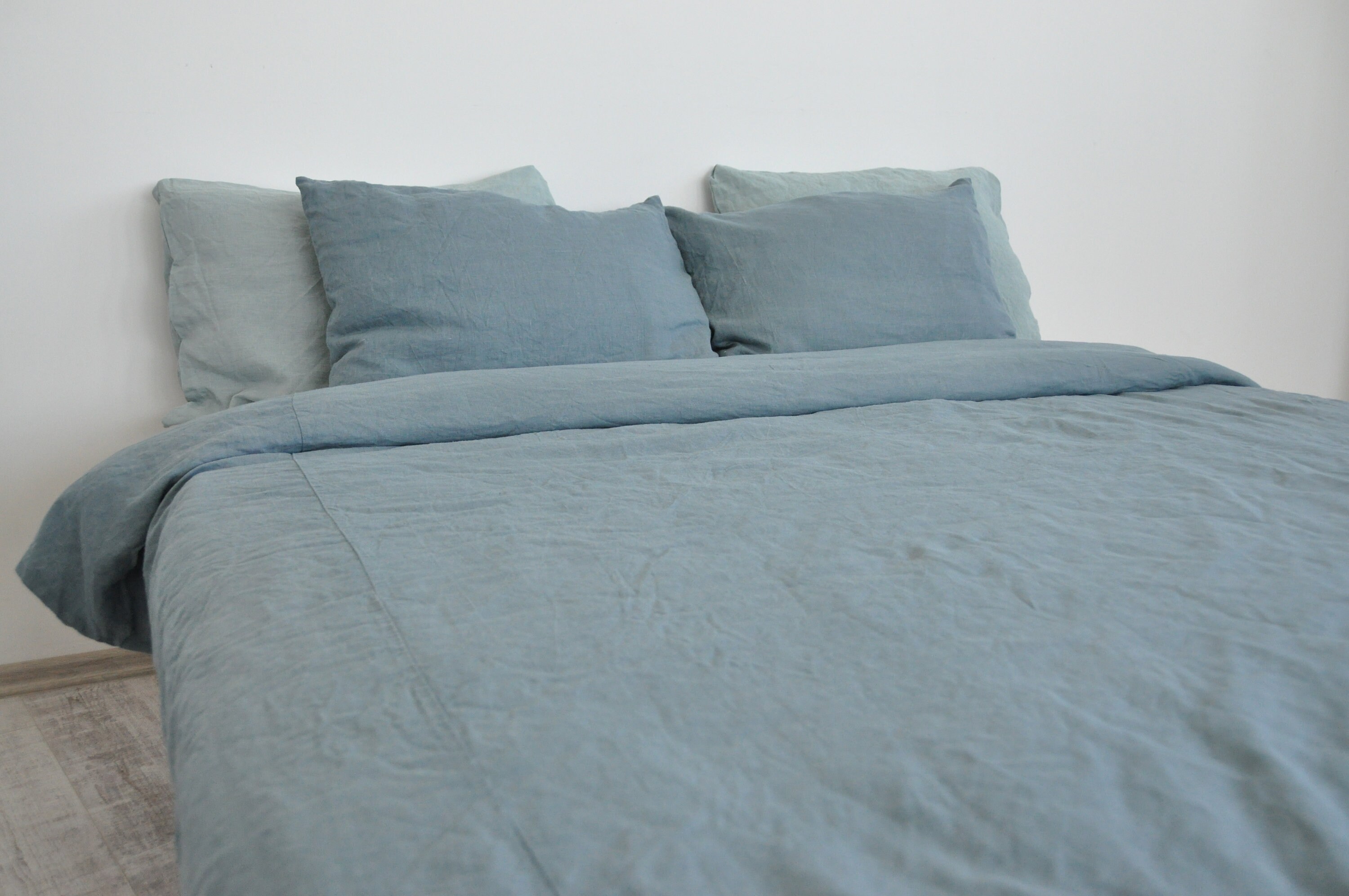 Dusty Blue Linen Bedding Set / 1 Duvet Cover 2 Pillowcases / Etsy
