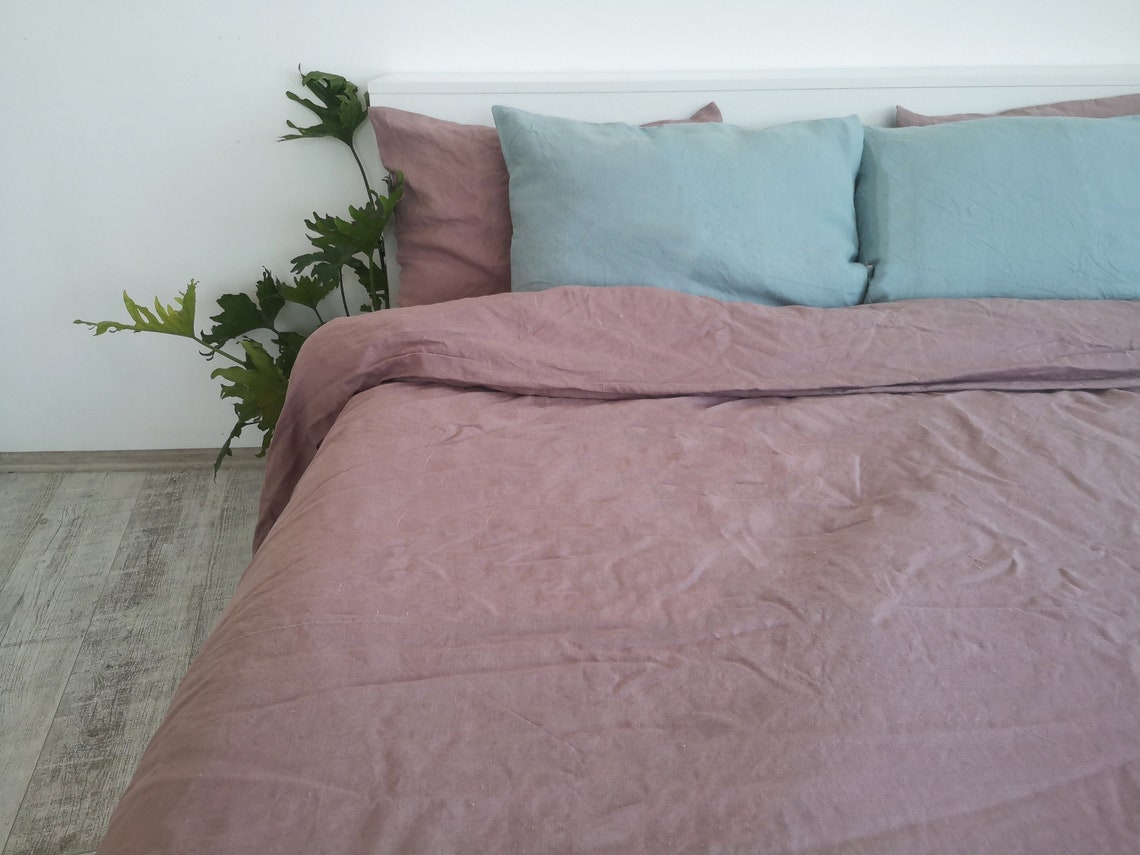 Mauve linen duvet cover / 1 duvet cover / Softened linen / Etsy