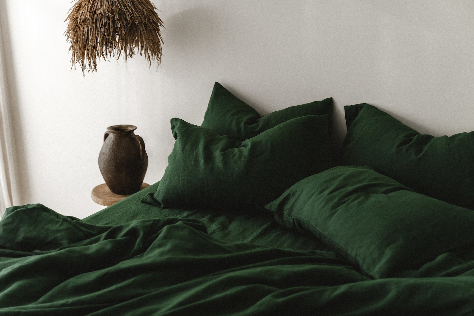Forest Green Linen Bedding Set / 1 Duvet Cover 2 Pillowcases Etsy