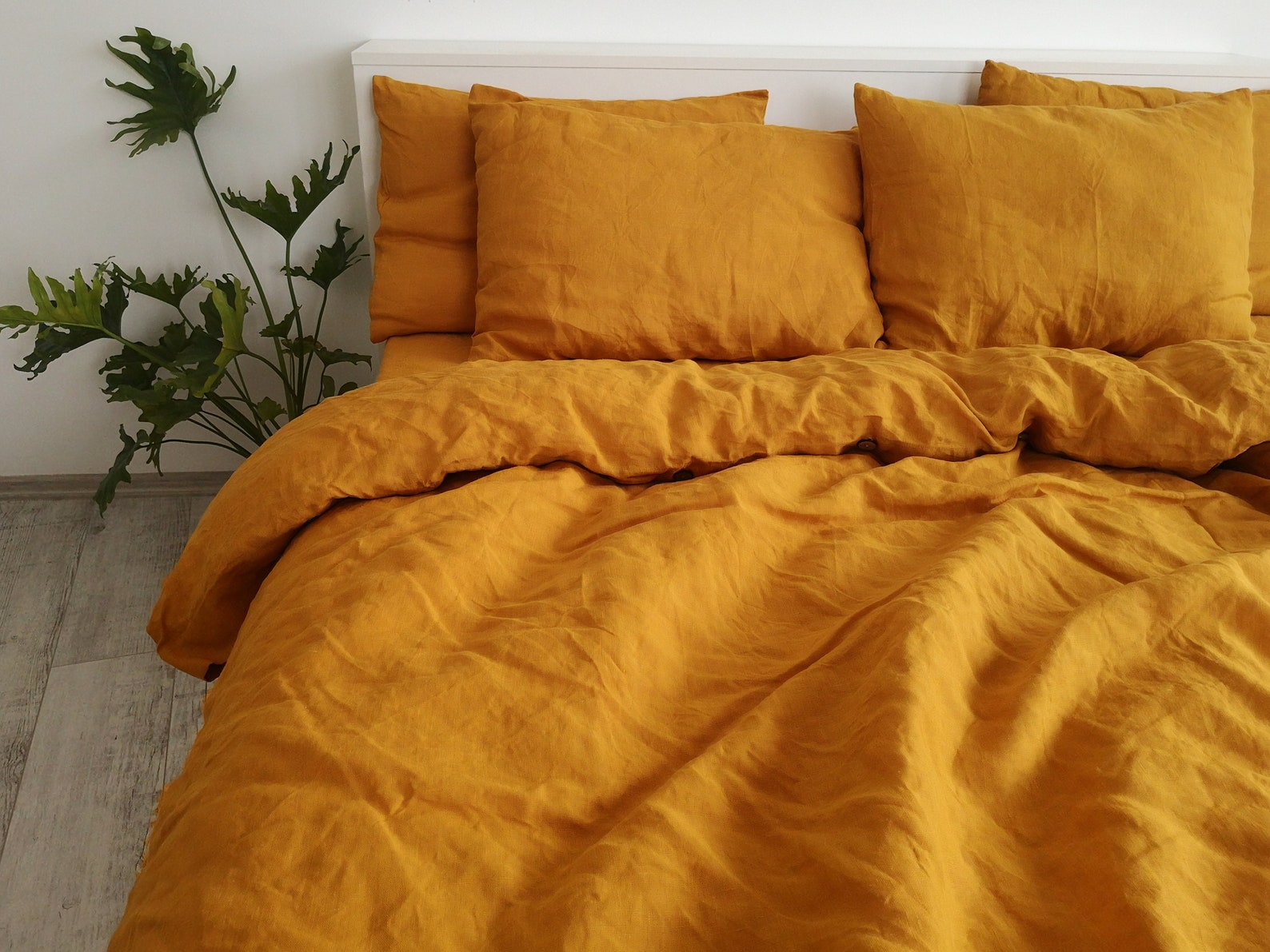 Turmeric linen pillowcase / 1 Pillowcase / Orange pillow cover Etsy