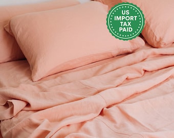 Persika linneörngott Persika örngott Kung Queen Standard Euro Dekorativ Body, Småbarn, Anpassad storlek Kuvertförslutning