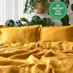 Taie d'oreiller oxford en lin et taie d'oreiller jaune taie d'oreiller décorative européenne standard pour grand lit king-size, taille personnalisée fermeture d'enveloppe