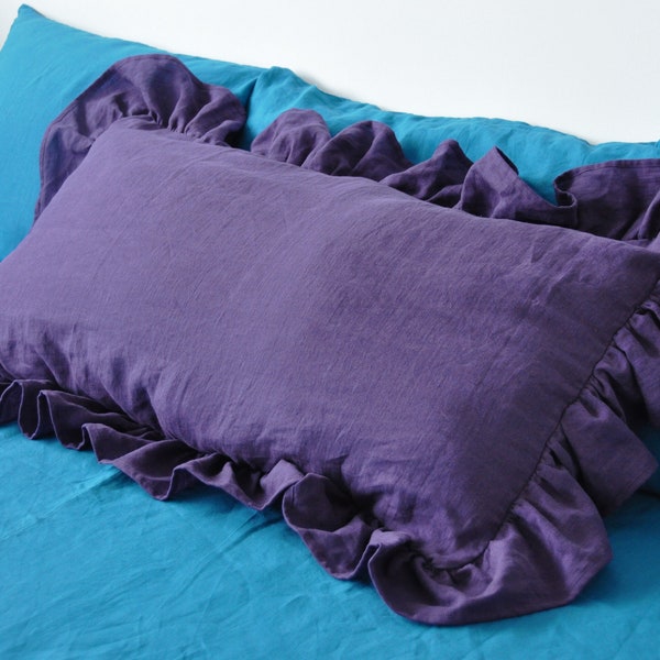 Linen Ruffled Pillow Etsy