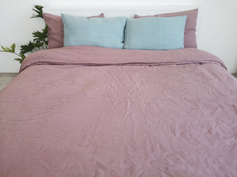 Mauve linen duvet cover / 1 duvet cover / Softened linen / Etsy
