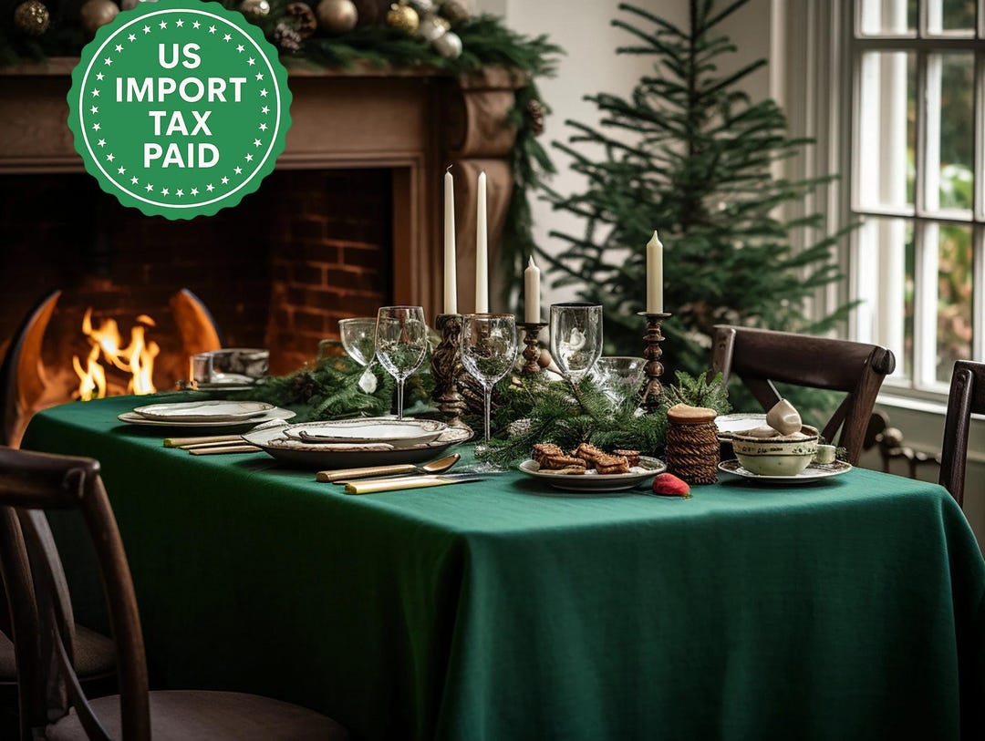 Green Forest Glitter Light Christmas Tablecloth
