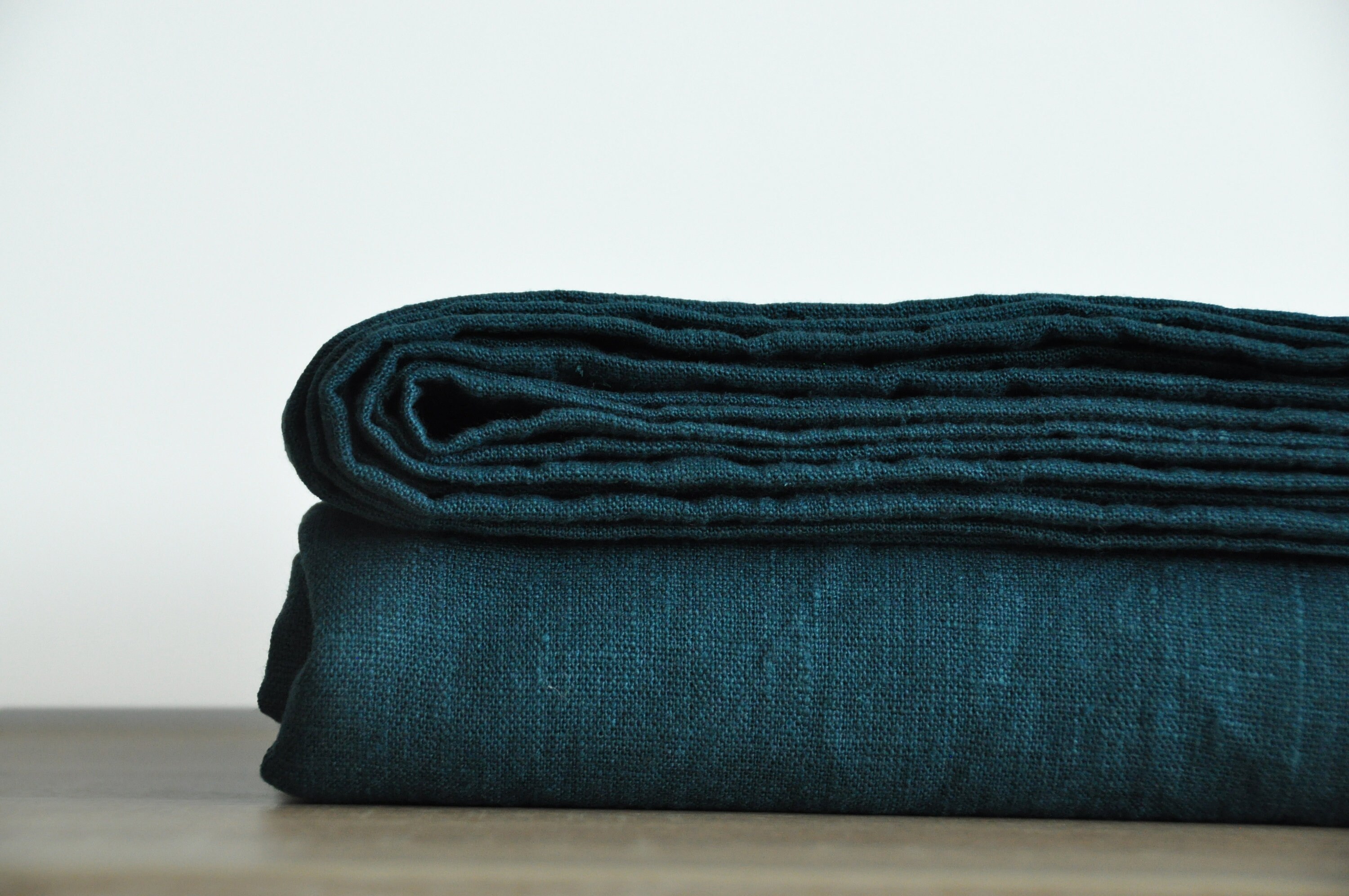 Teal linen coverlet / 1 blue green coverlet / Single or double Etsy