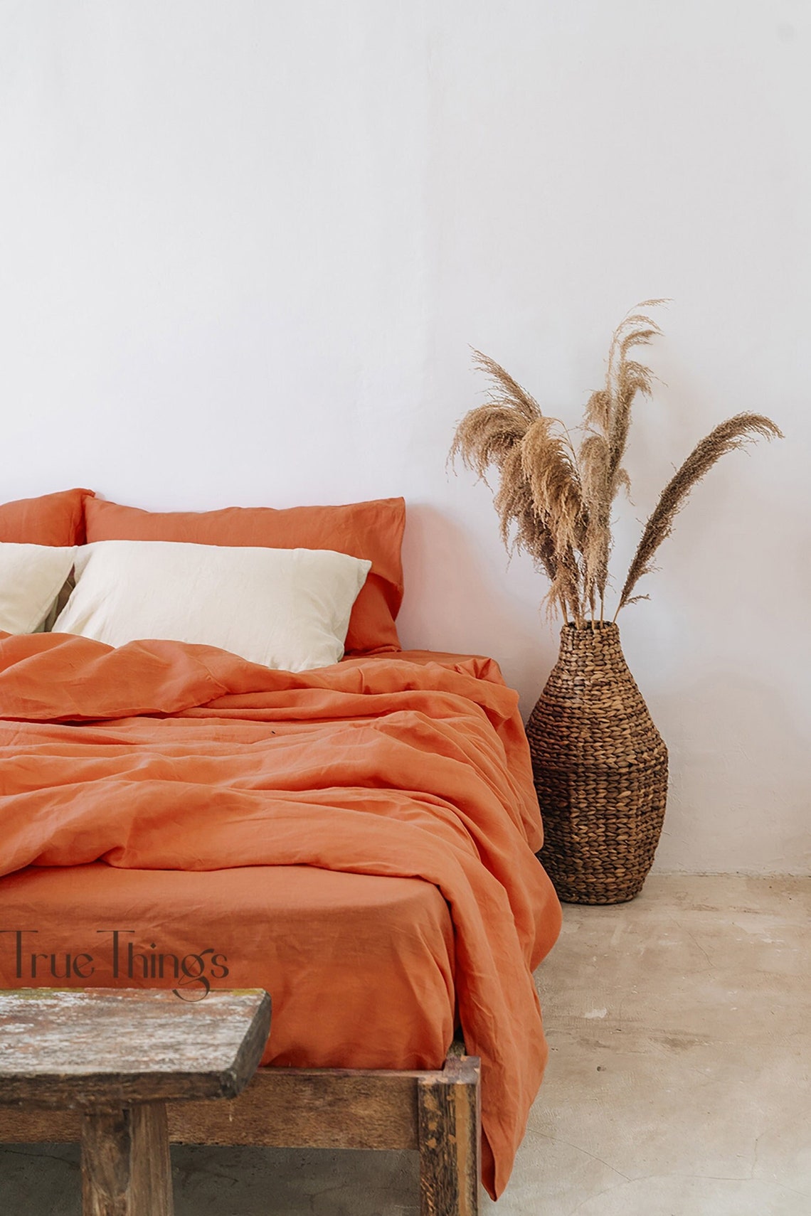 Burnt Orange Linen Duvet Cover / 1 Duvet Cover / Softened Etsy