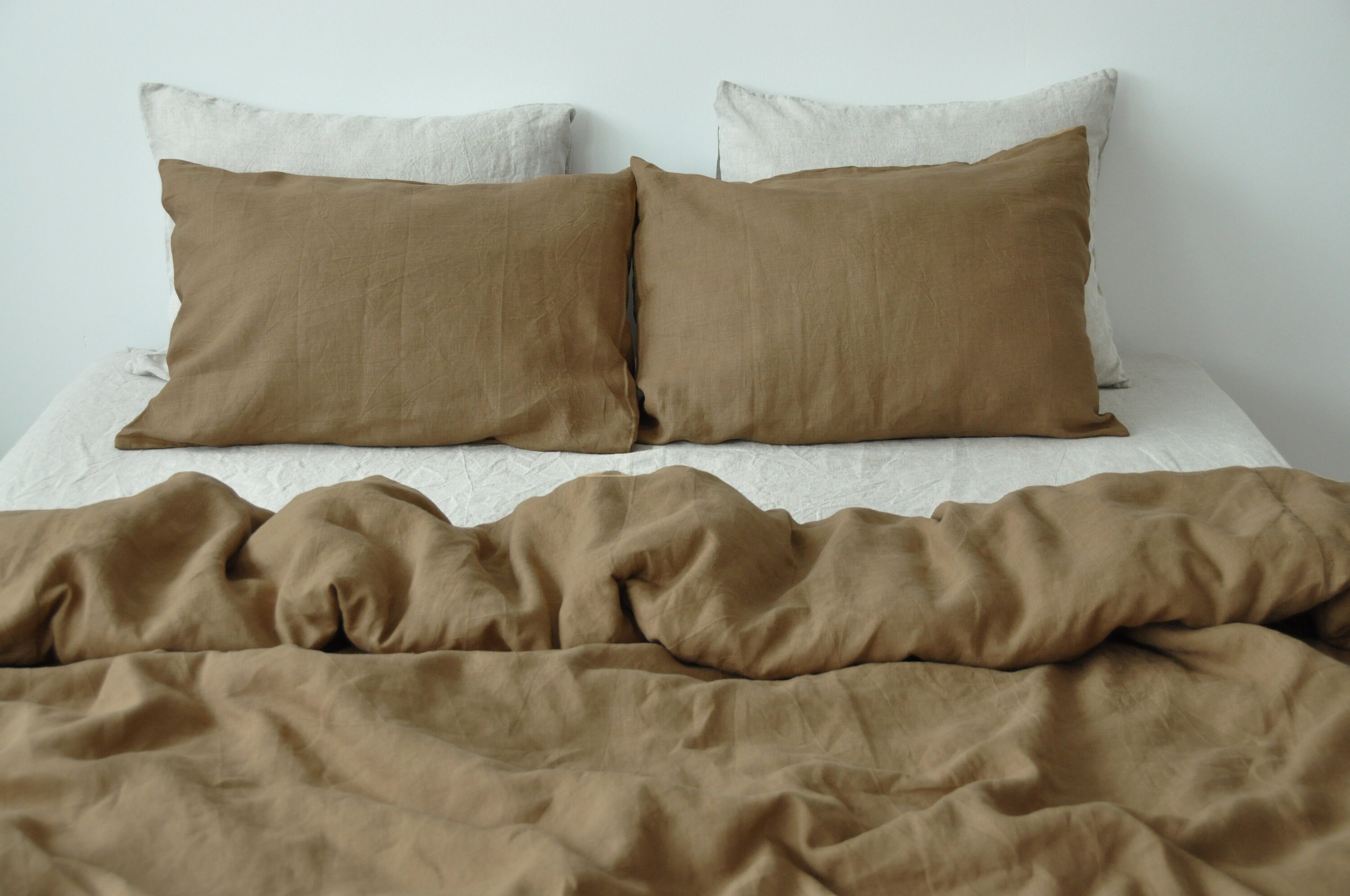 Taupe Linen Bedding Set / 1 Duvet Cover 2 Pillowcases / Etsy