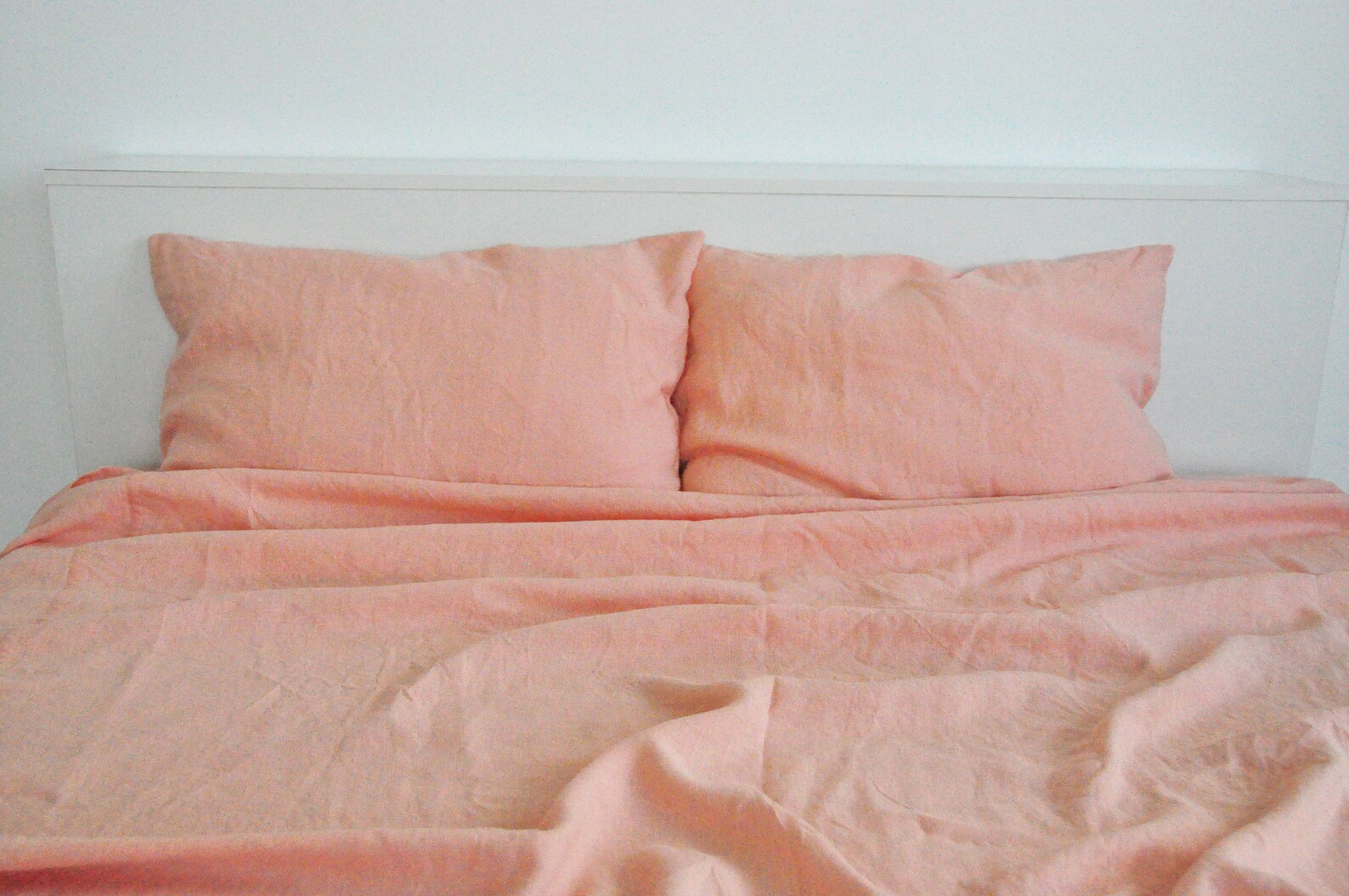 Peach linen sheet set / 1 flat sheet 1 fitted sheet 2 Etsy