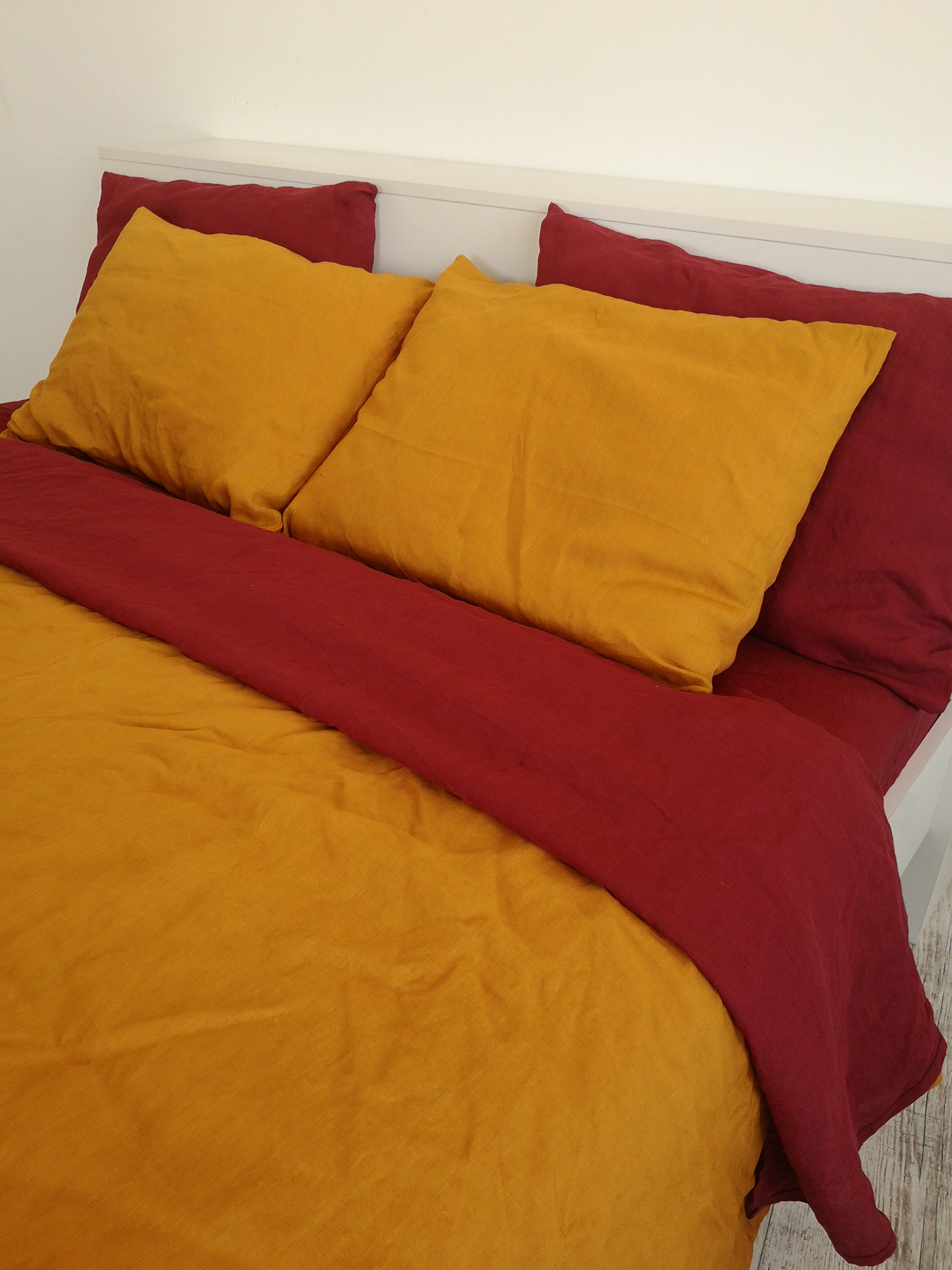 Taie Doreiller En Lin De Curcuma 1 Taie Doreiller Housse Etsy France