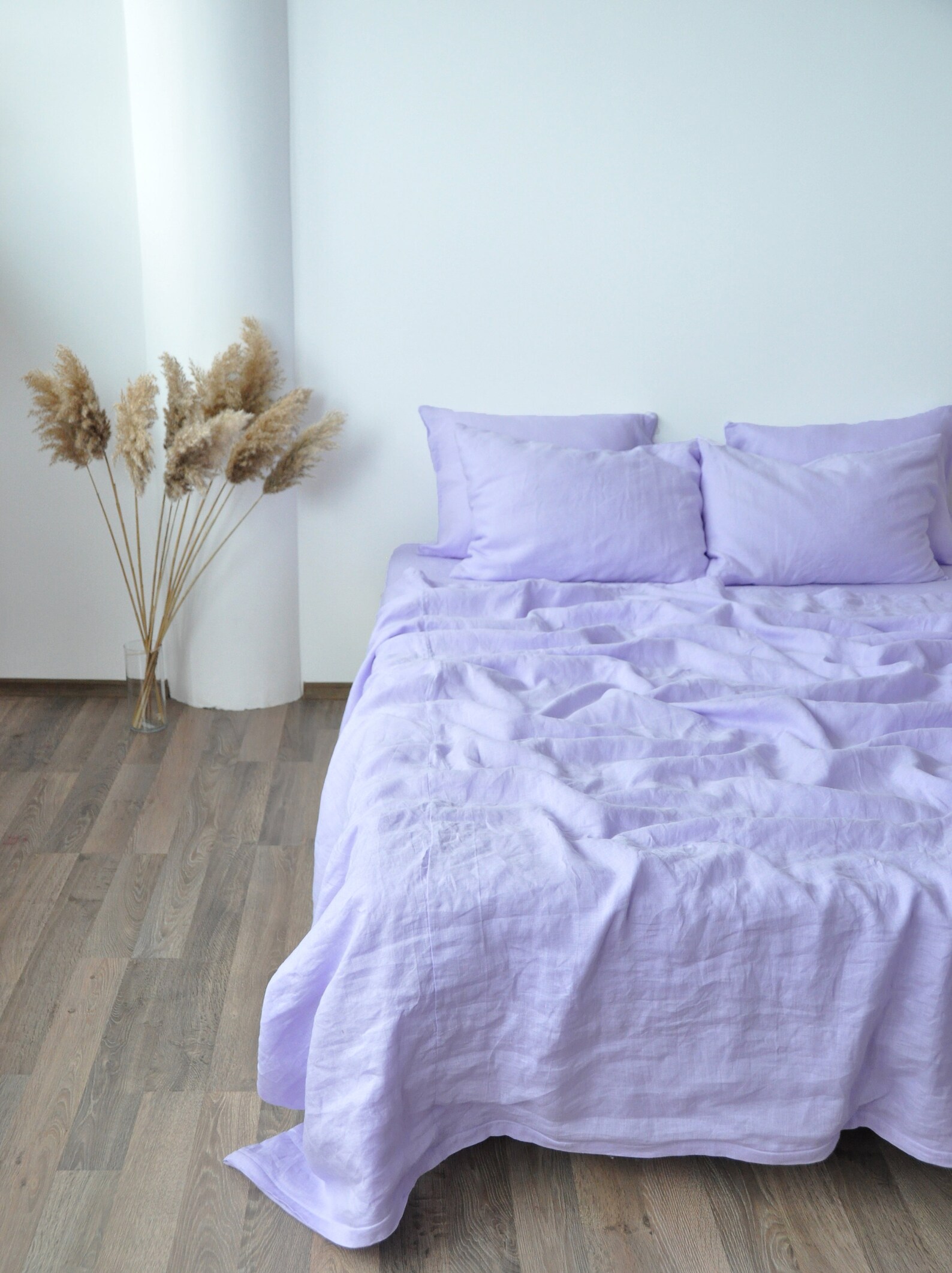 Lilac linen sheet set / 1 flat sheet 1 fitted sheet 2 Etsy