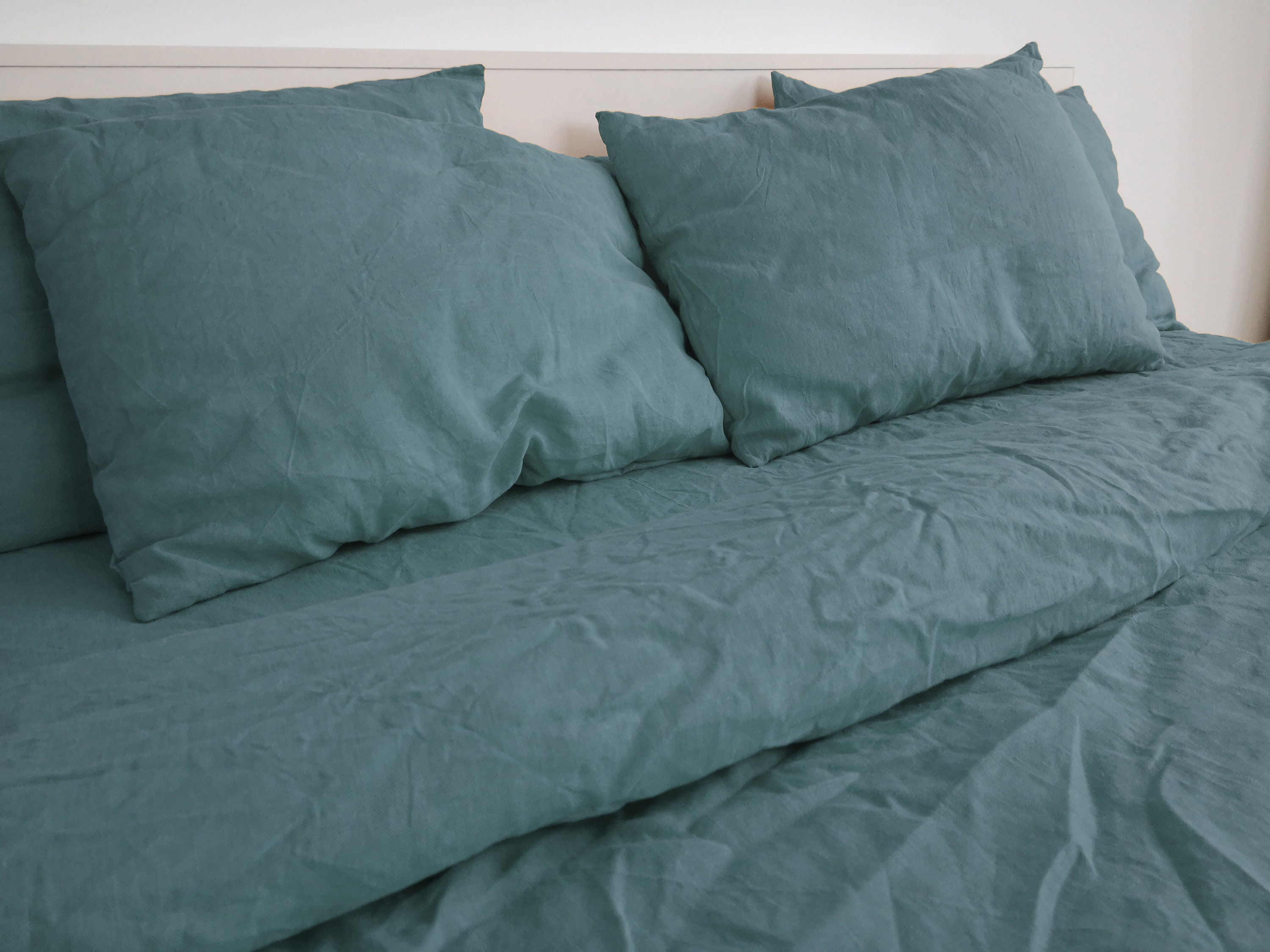 Gray teal linen pillowcase / Linen pillow cover / King Queen Etsy