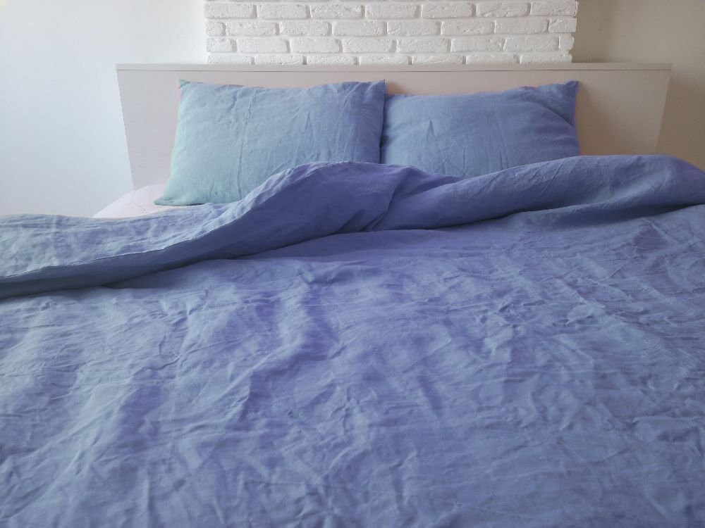 Cornflower blue linen duvet cover / 1 duvet cover / Softened Etsy