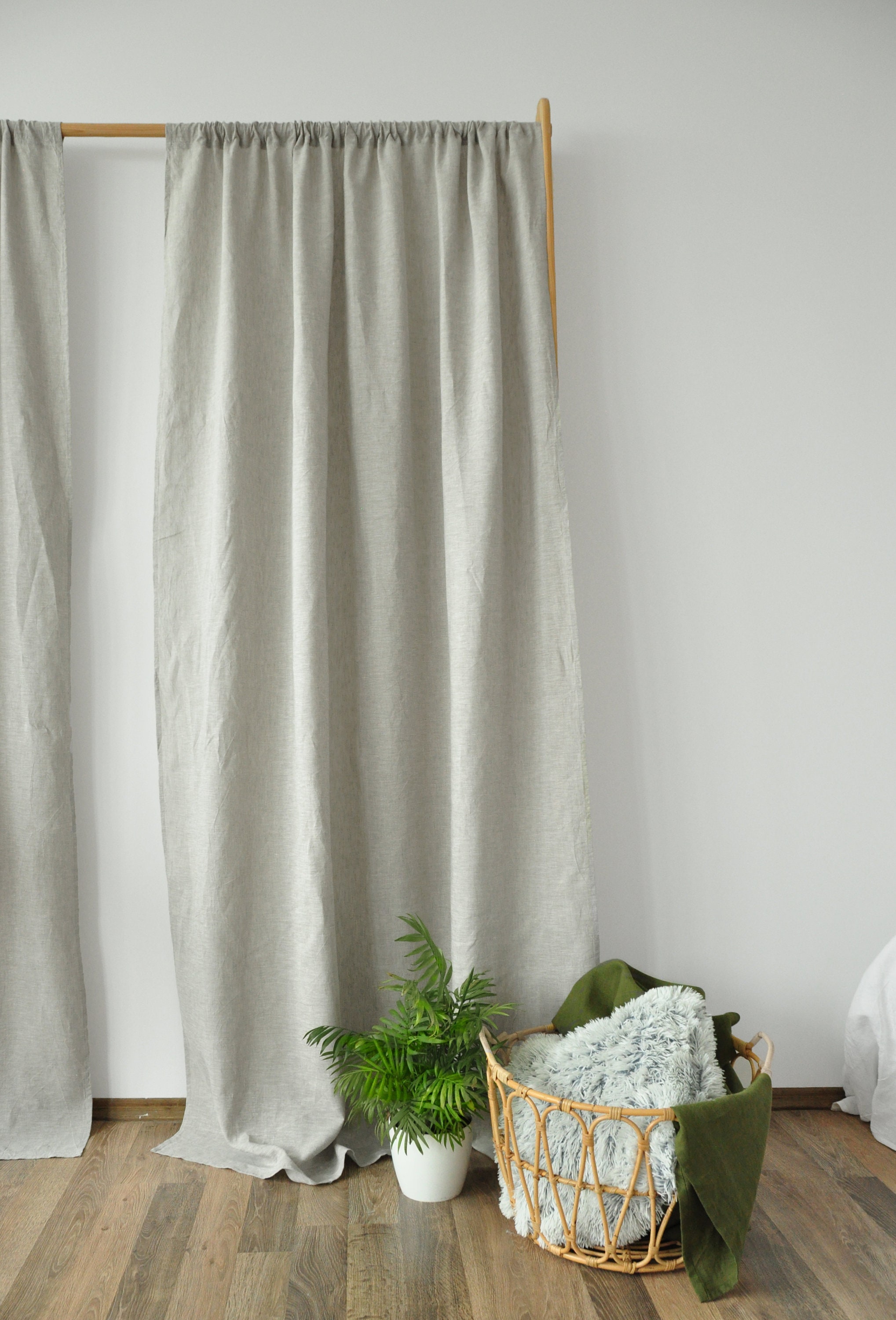 Undyed linen curtains / 2 panels / Stonewashed linen curtains Etsy