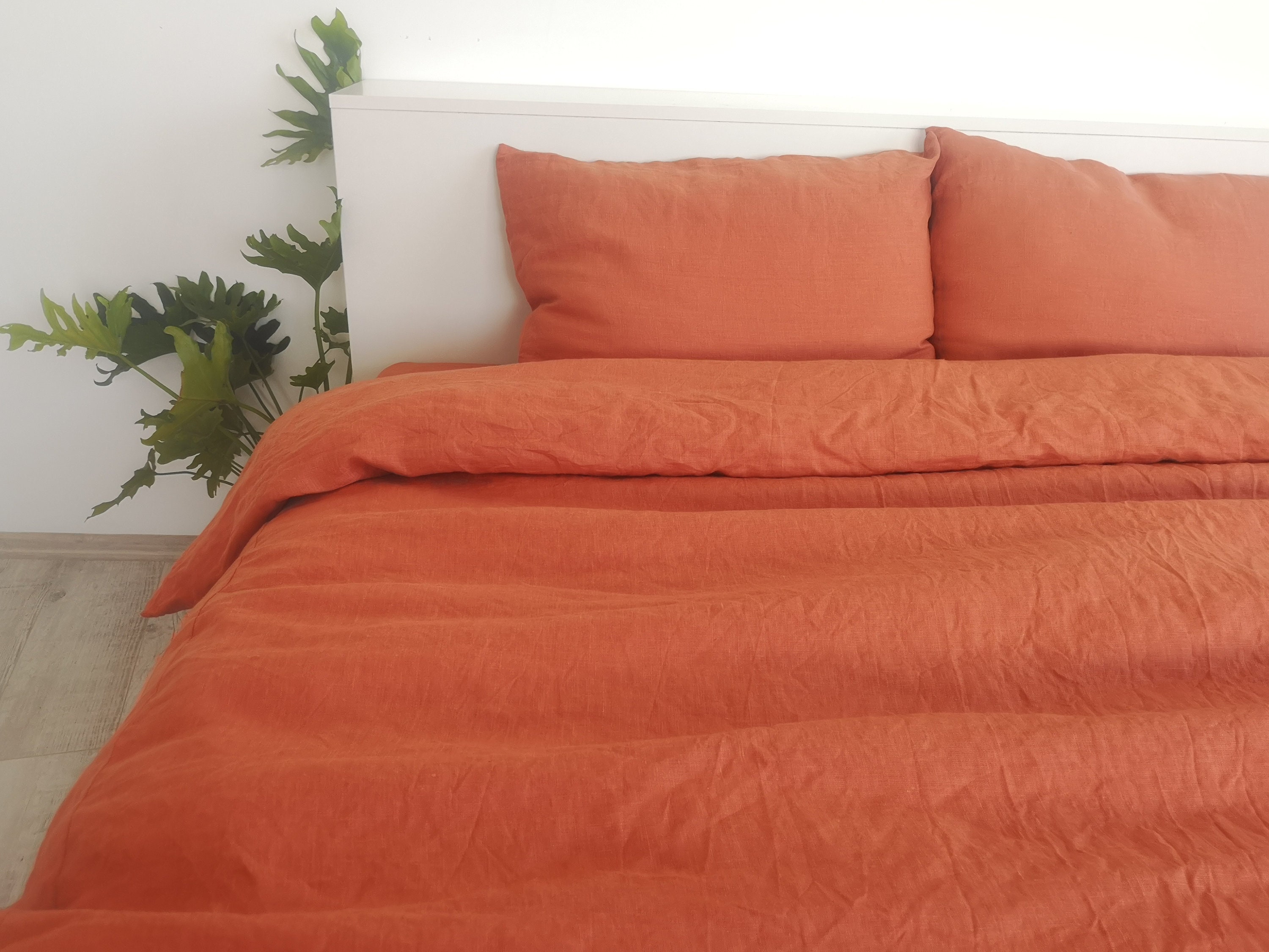 Burnt orange linen pillowcase / Burnt orange pillow cover / Etsy