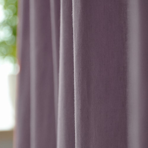Mauve regular and blackout linen curtains shops / 2 panels / Unlined, Cotton, Blackout lining / Medium weight linen / Custom size