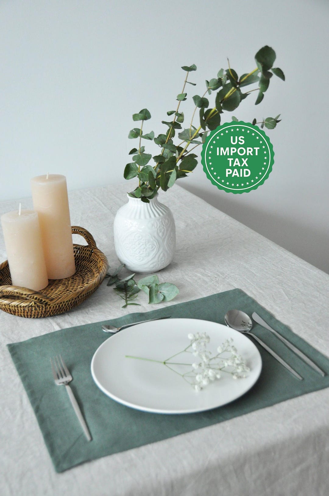 60 Colors Linen Set of 2 Placemats Softened Linen Table Decor Mats for ...
