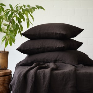 Brown linen pillowcase Linen pillow cover King Queen Standard Euro Deco Toddler, Lumbar, Boudoir, Custom size Envelope closure