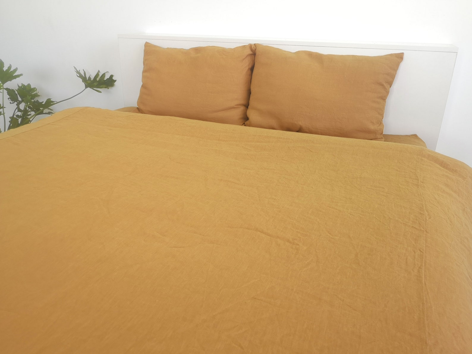 Ochre linen bedding set / Duvet cover Pillowcases in ochre Etsy