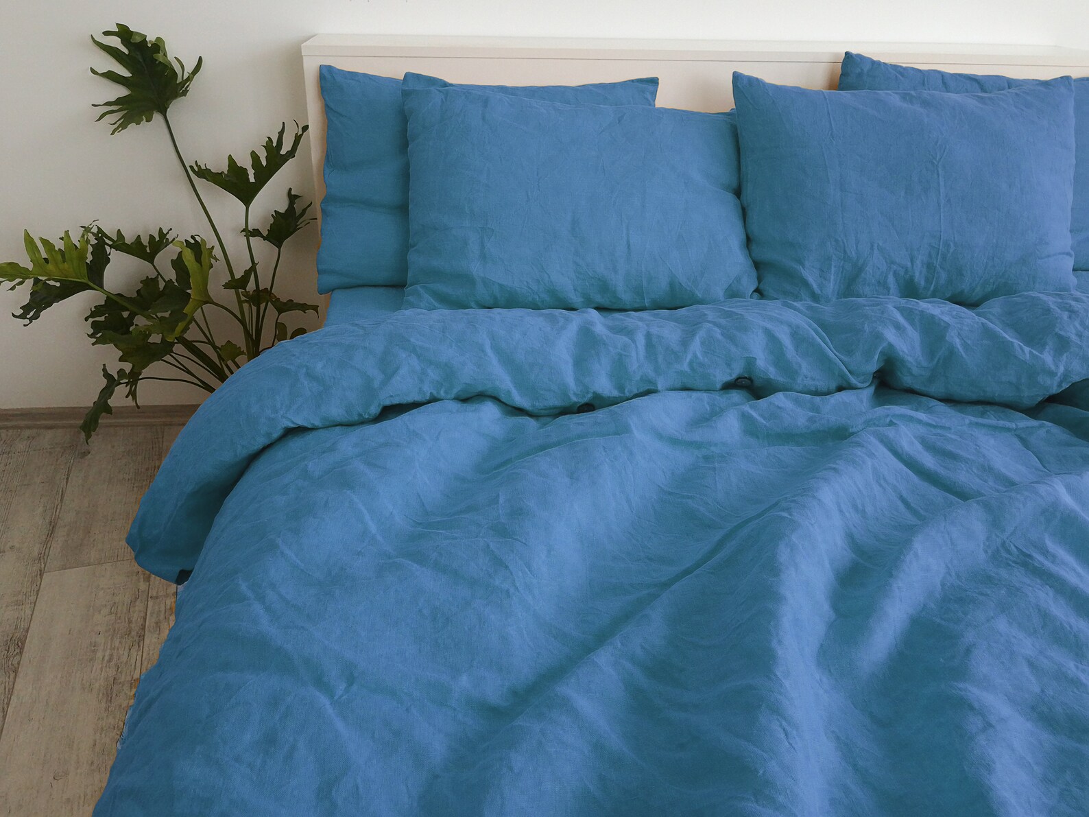 Denim blue linen duvet cover / 1 duvet cover / Softened linen Etsy