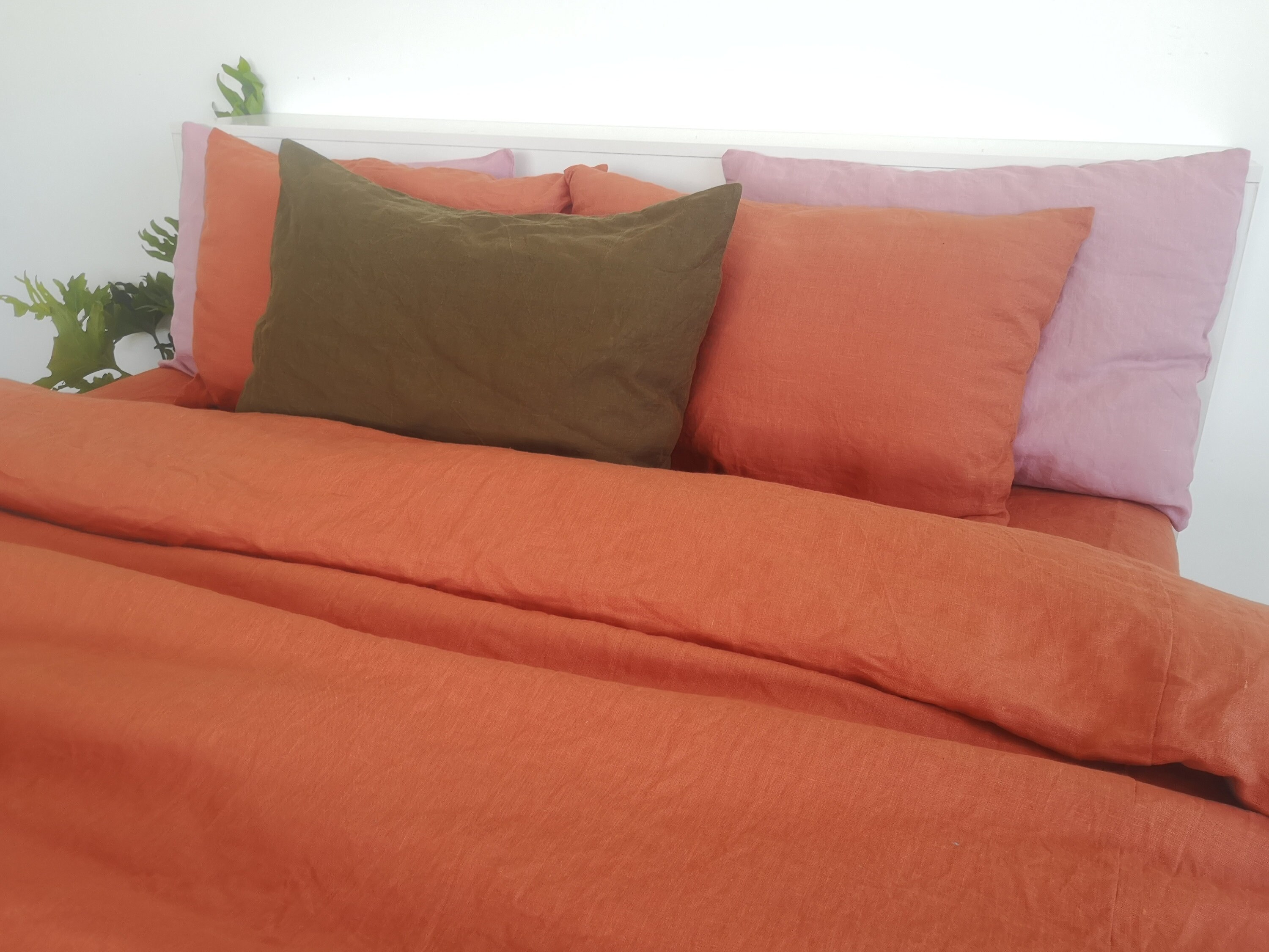 Burnt orange linen pillowcase / Burnt orange pillow cover / Etsy