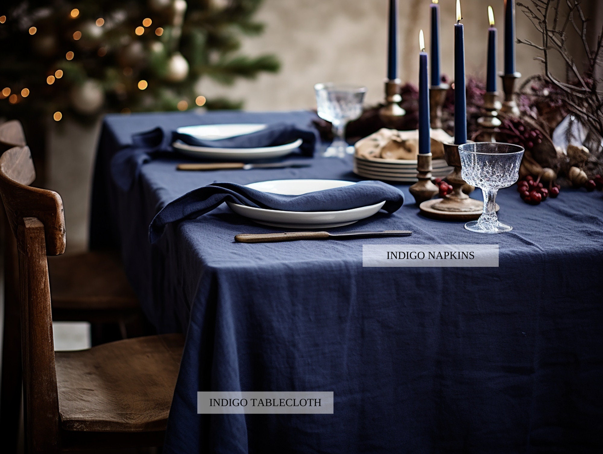 60色のクリスマスリネンナプキンセット 柔らかいリネン クリスマス