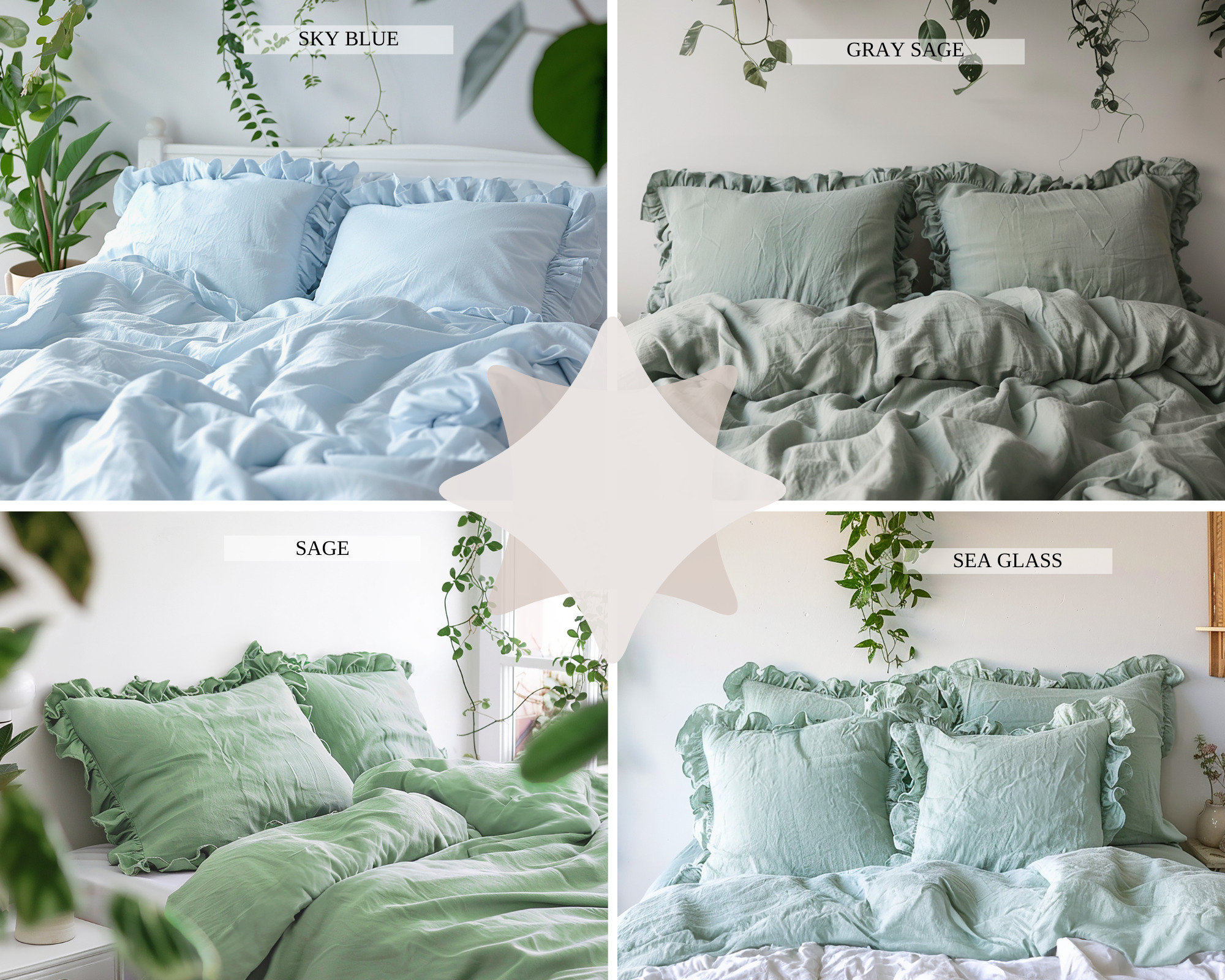 Teal and Other Colors Ruffled Linen Pillow Cover Linen Pillowcase With ...