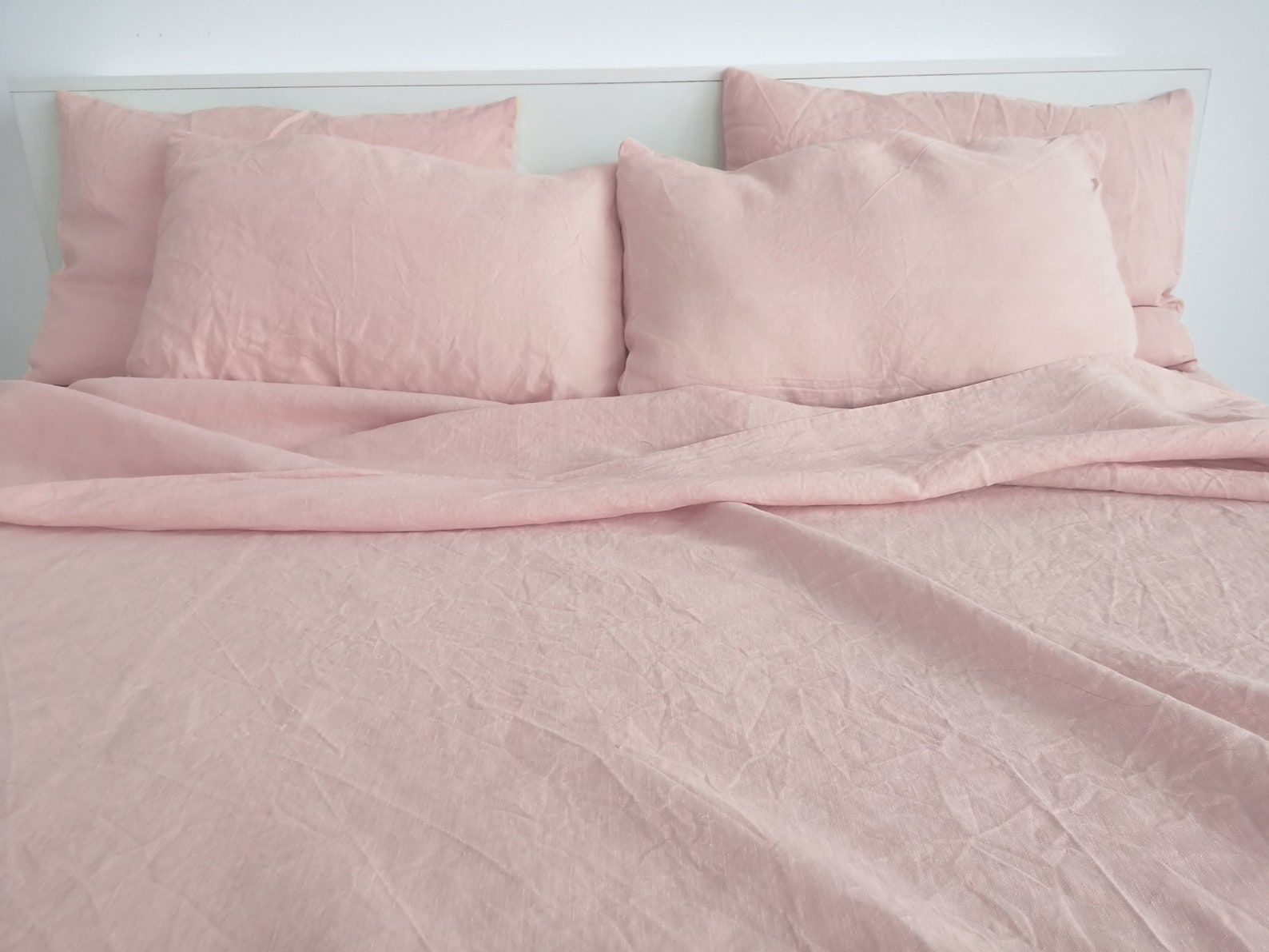Blush pink linen flat sheet / 1 Flat sheet / Softened linen Etsy