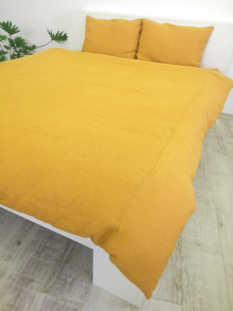 Bright yellow linen duvet cover / 1 duvet cover / Softened Etsy