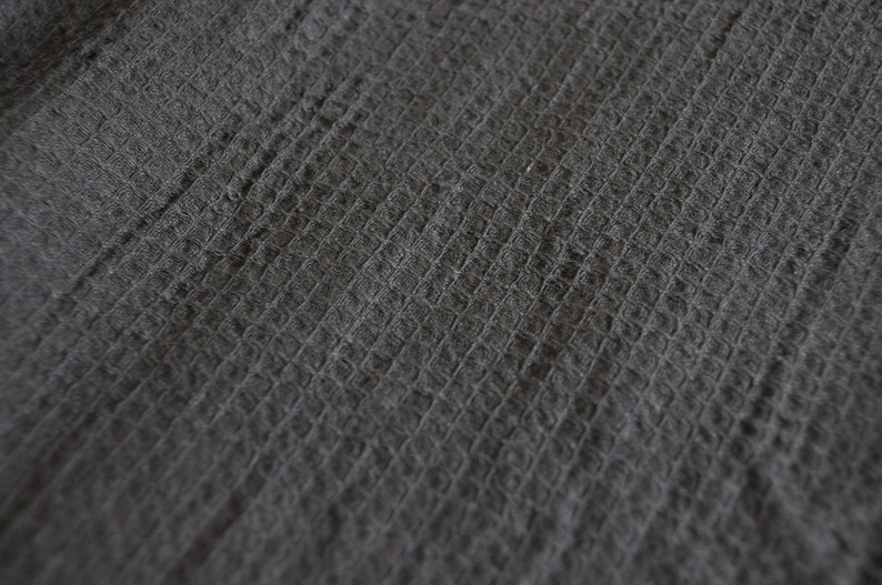 Dark gray waffle linen coverlet / Heavy weight linen / Waffle Etsy