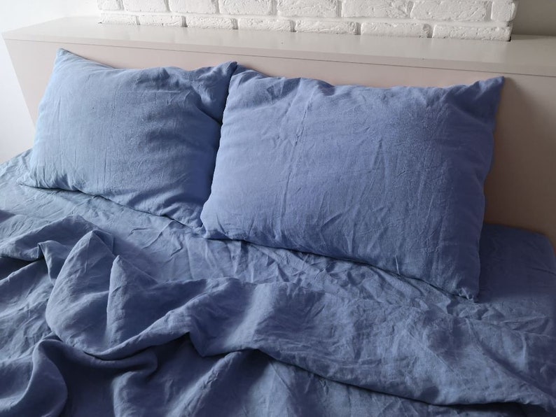 Cornflower blue linen pillowcase / Blue pillow cover / King Etsy