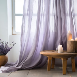 Lilac regular and blackout linen curtains 2 panels Unlined Cotton Blackout lining Medium weight linen Custom size