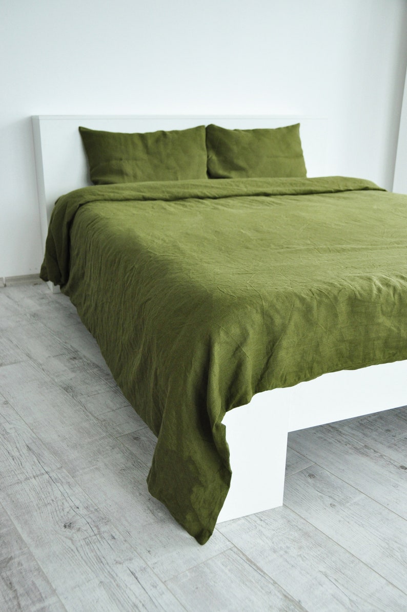 Olive Linen Pillow Cover