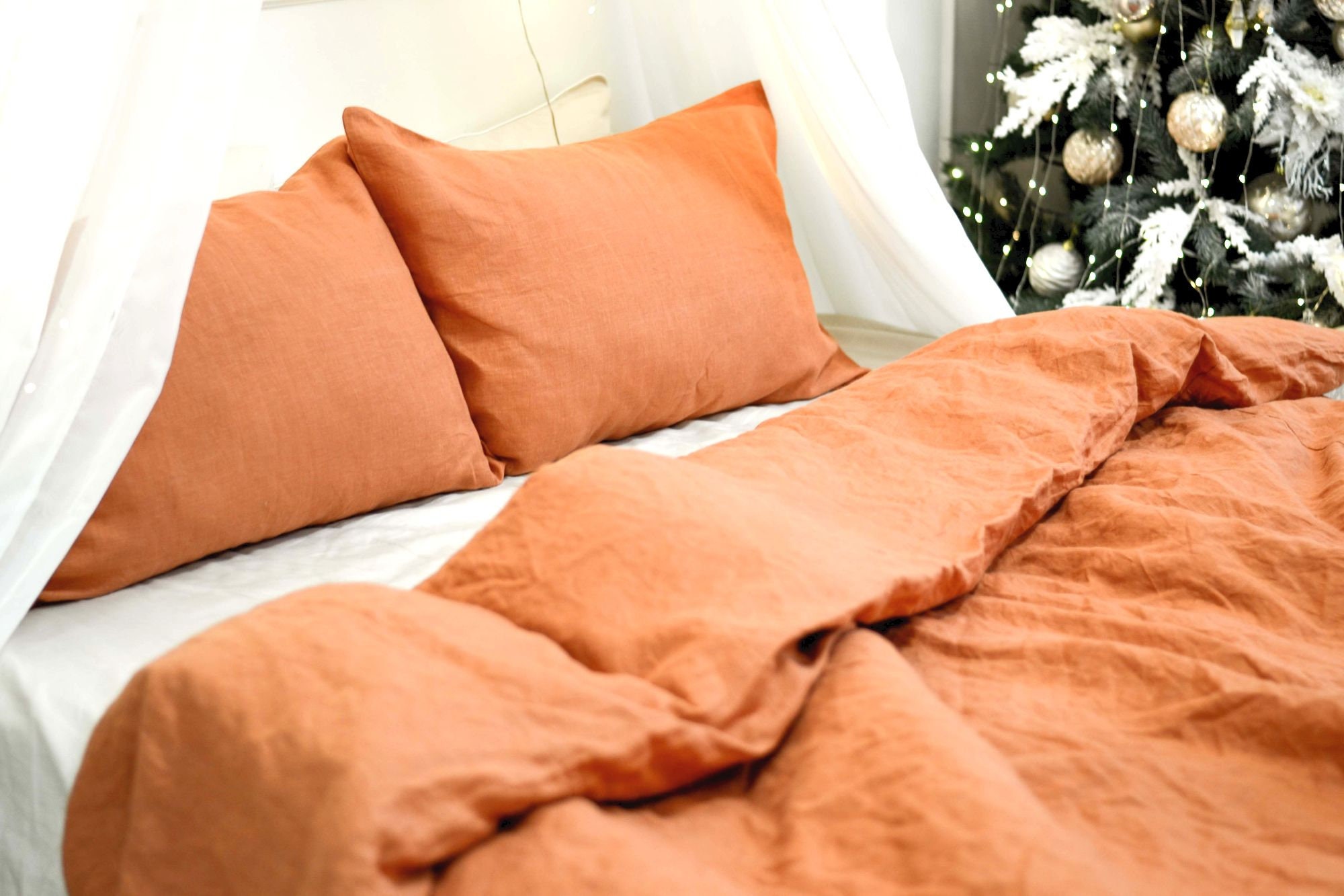 Rust linen duvet cover / 1 duvet cover / Softened linen / Etsy
