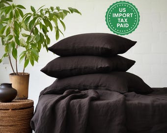 Brown linen pillowcase Linen pillow cover King Queen Standard Euro Deco Toddler, Lumbar, Boudoir, Custom size Envelope closure