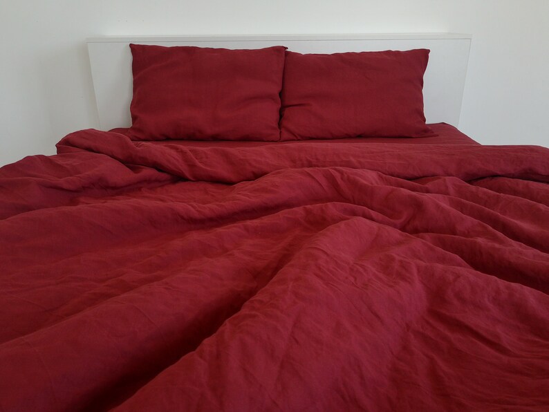 Maroon Linen Duvet Cover / 1 Duvet Cover / Softened Linen / Etsy