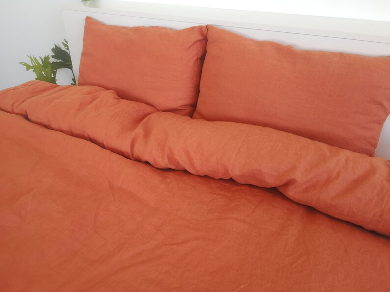 Burnt orange linen pillowcase / Burnt orange pillow cover / Etsy