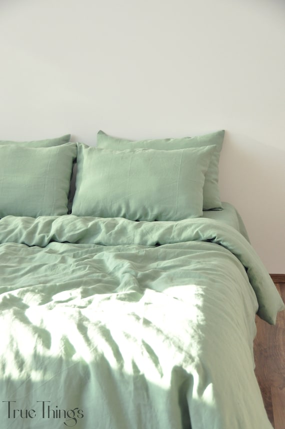 Sage Green Linen Bedding Set / 1 Duvet Cover 2 Pillowcases / Etsy