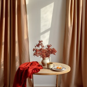 Clay regular and blackout linen curtains 2 panels Unlined Cotton Blackout lining Medium weight linen Custom size