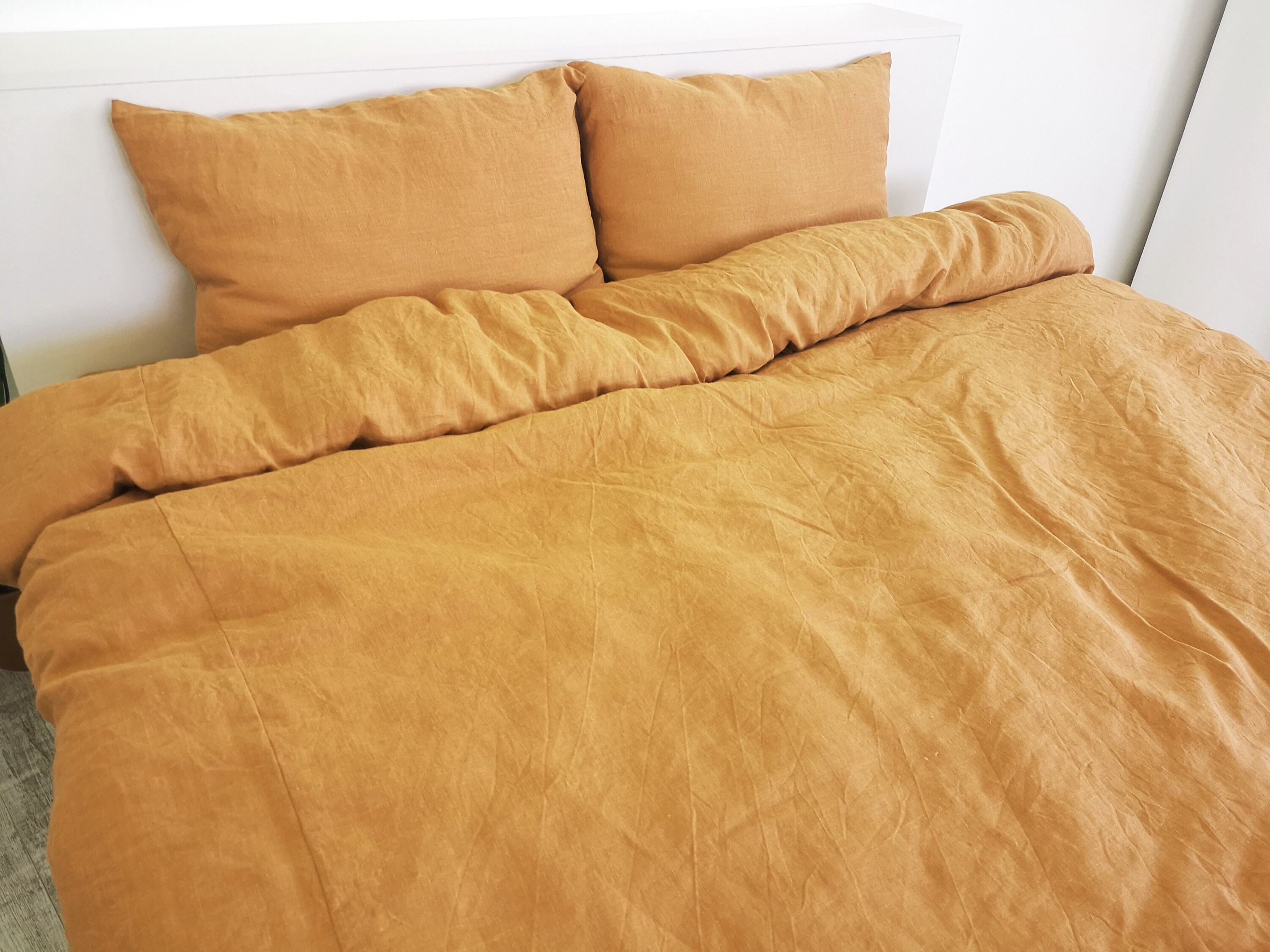 Ochre Linen Duvet Cover / 1 Duvet Cover / Softened Linen / Etsy