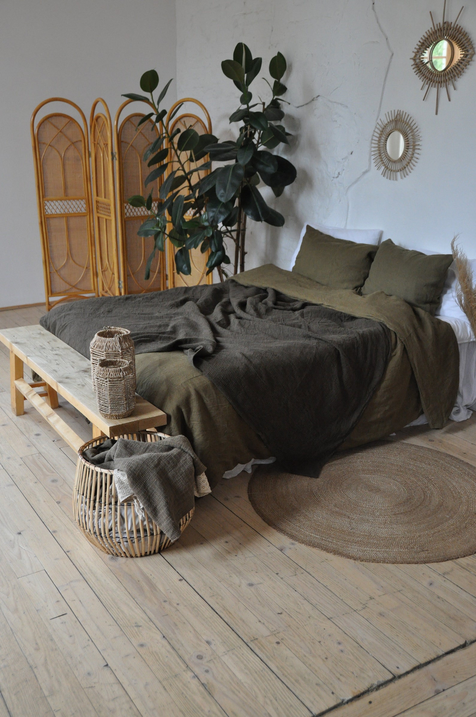 Brown Waffle Linen Coverlet / Heavy Weight Linen / Waffle - Etsy