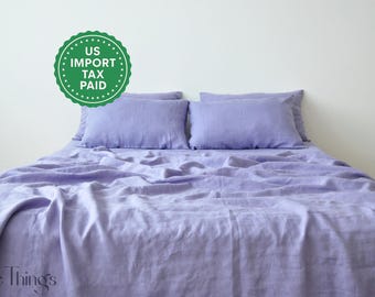 Lavender linen flat sheet 1 Flat sheet Softened linen sheet Stonewashed linen Purple linen bedsheet Farmhouse decor