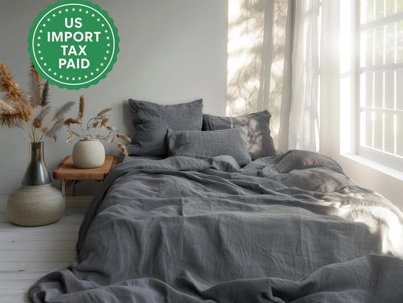 GrandLinen Set Letto California King 3 Pezzi: Reversibile Grigio/Blu Per Tutte Le Stagioni! - 3